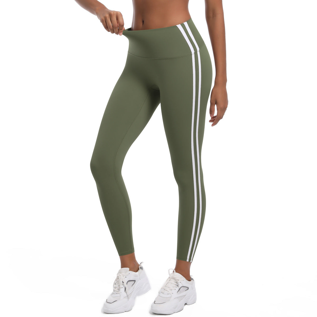 Leggings de sport taille haute à rayures pour femmes