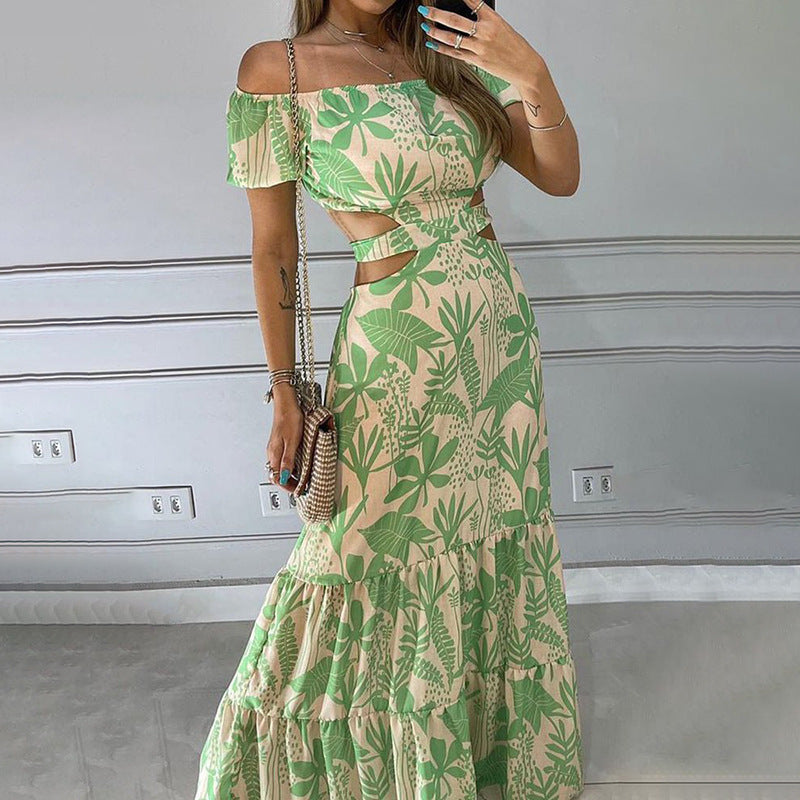 Robe décontractée à épaules dénudées et imprimé floral pour femme