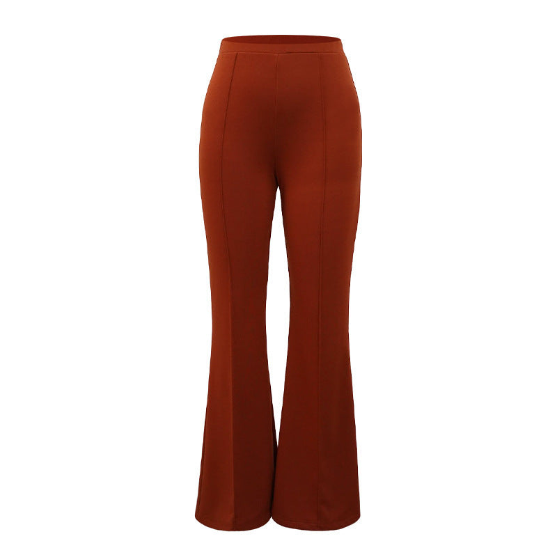 Pantalon large décontracté de couleur unie pour femme