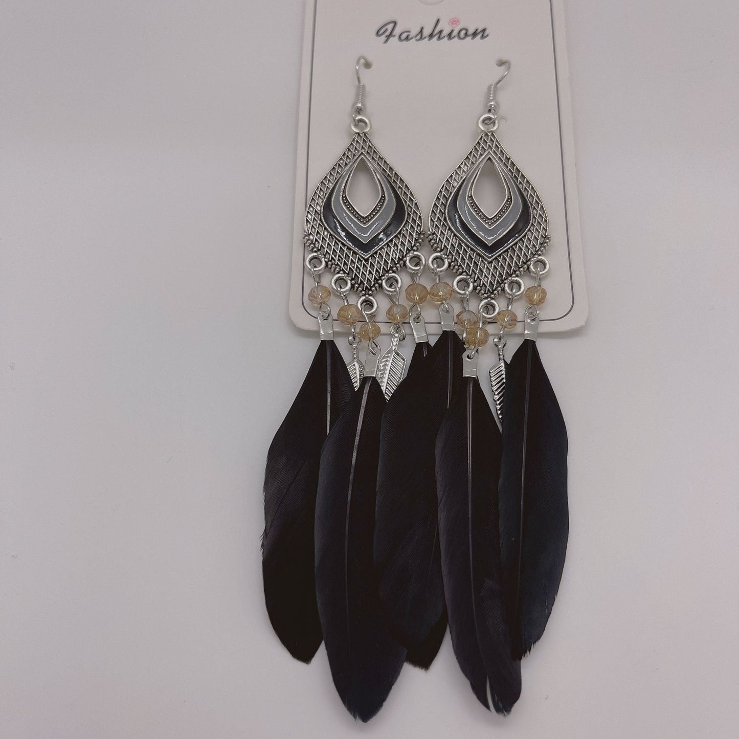 Women Bohemian Hollow Petal Shaped Crystal Beads Earrings