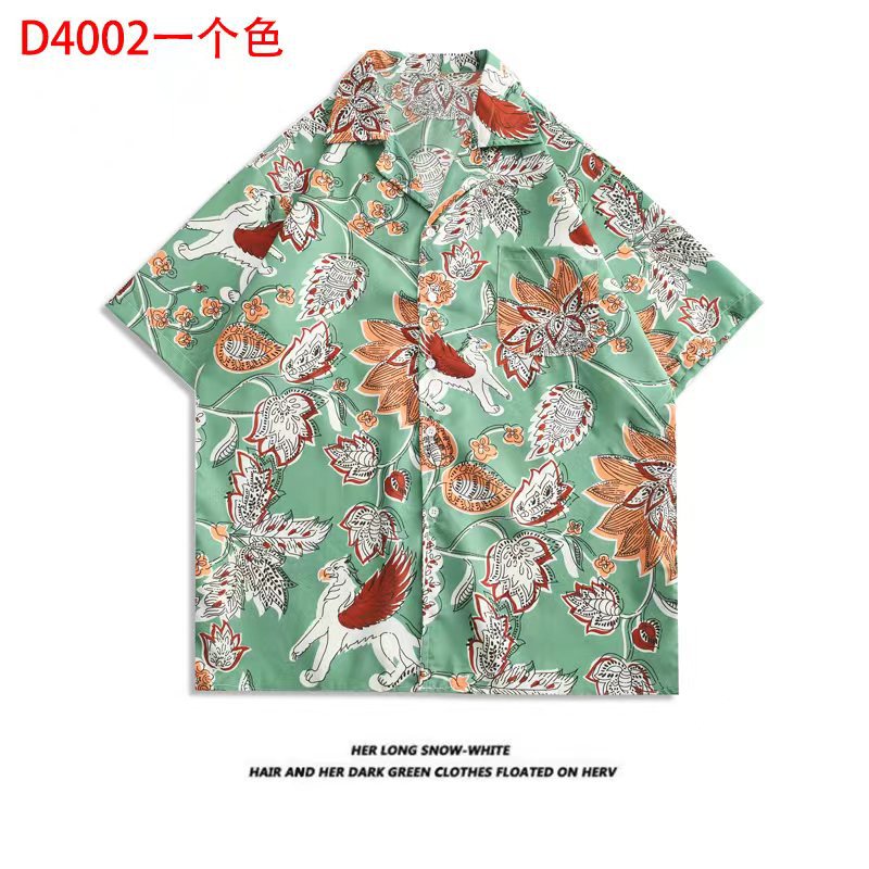 Camisa informal vintage con estampado floral hawaiano para hombre