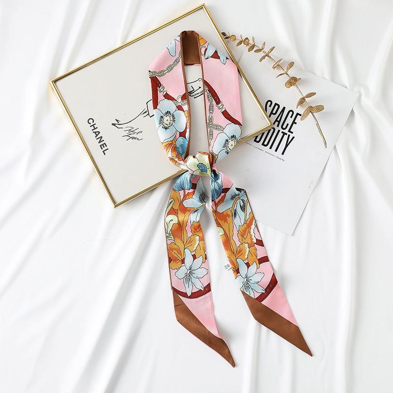 Pañuelo de seda con estampado floral chic de primavera para mujer