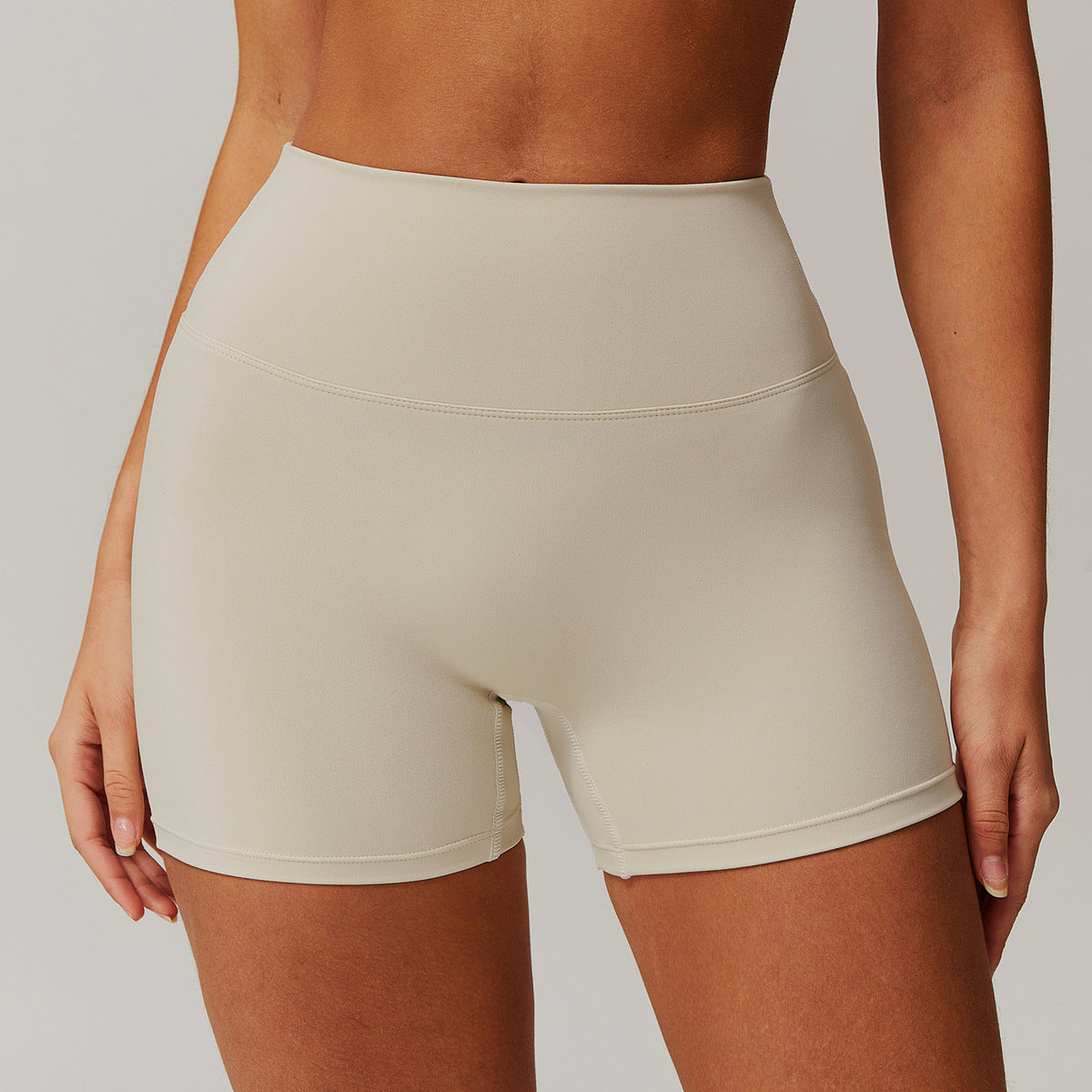 Short de yoga taille haute décontracté et tendance pour femme, couleur unie