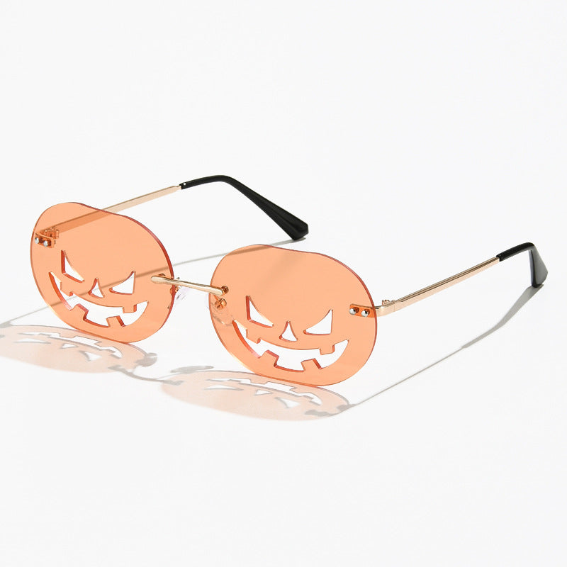 Gafas de sol unisex personalizadas sin marco con forma de calabaza de Halloween