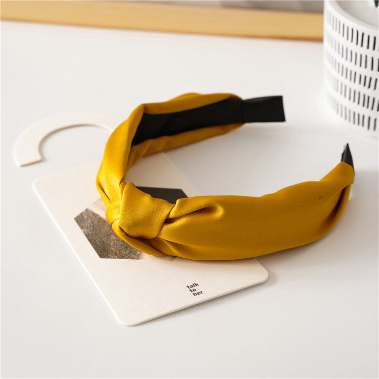 Bandeau à cheveux rétro en satin pour femme, accessoire de coiffure de couleur unie pour un look élégant