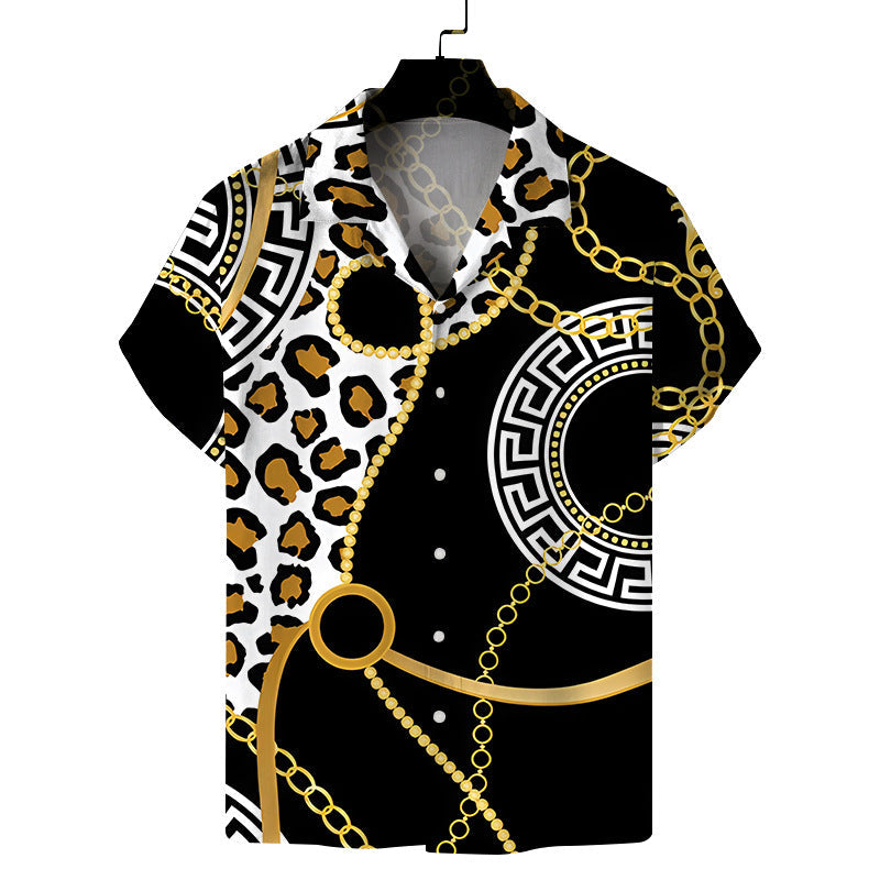 Camisa informal con solapa y estampado de mariposas 3D para hombre