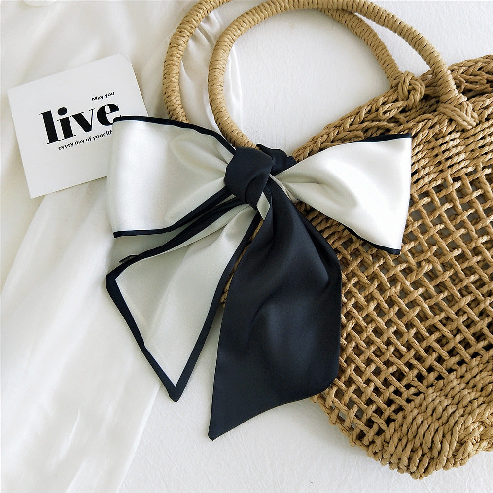 Fashion Double-Sided Two-Color Long Ribbon Tie Bag Handle Scarf