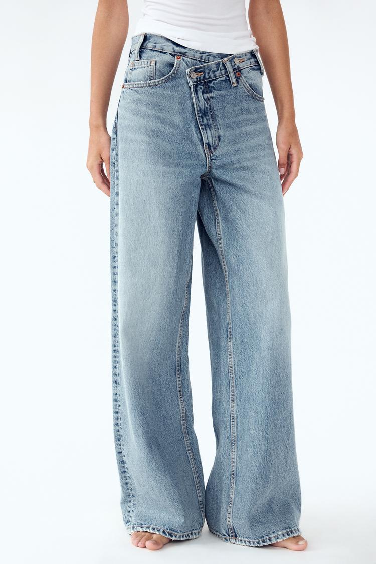 Women Fashion Casual Solid Color Straight Jeans