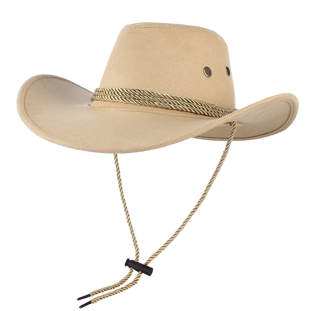 Sombrero parasol retro de gamuza estilo western para hombre y mujer