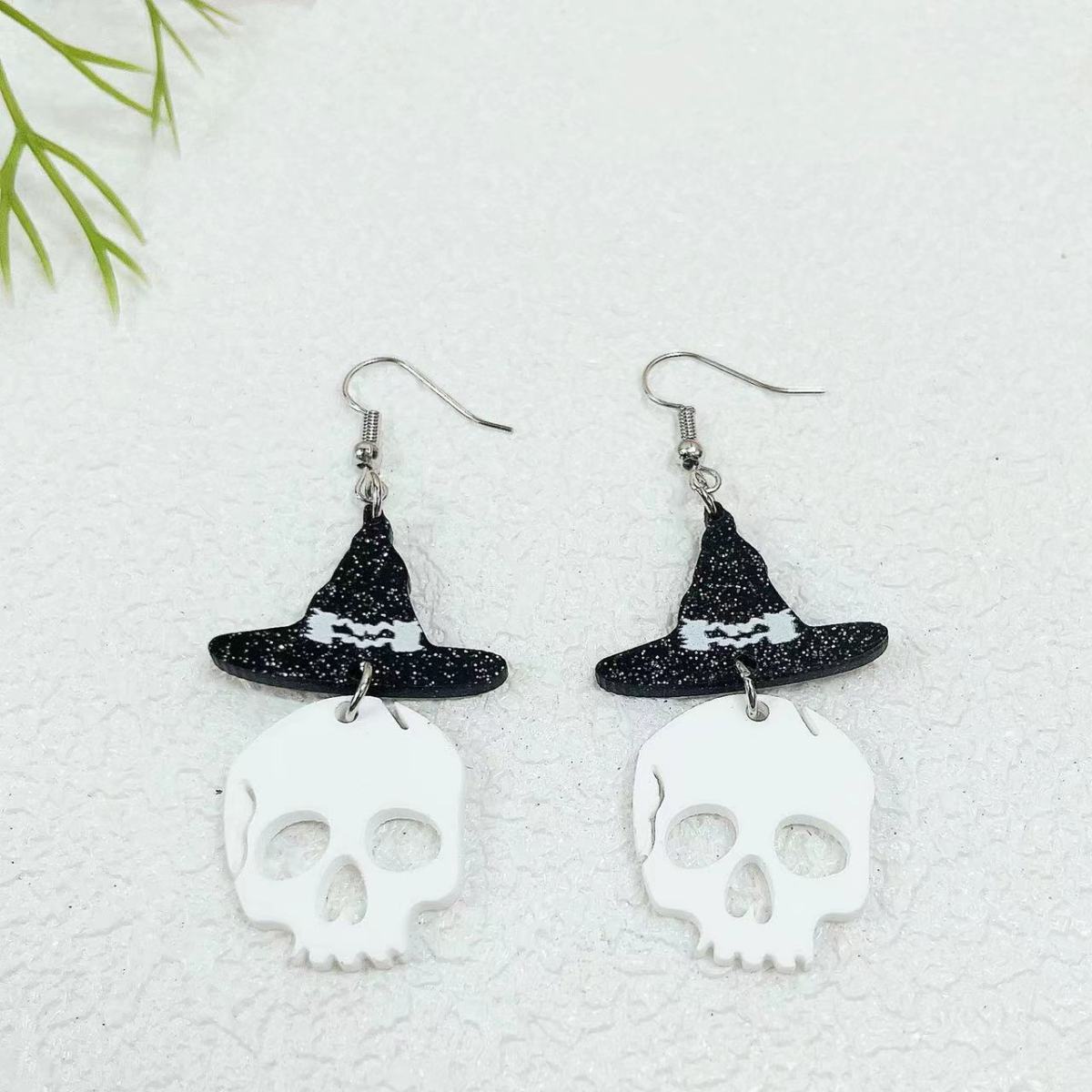 Pendientes acrílicos personalizados con sombrero de bruja de Halloween