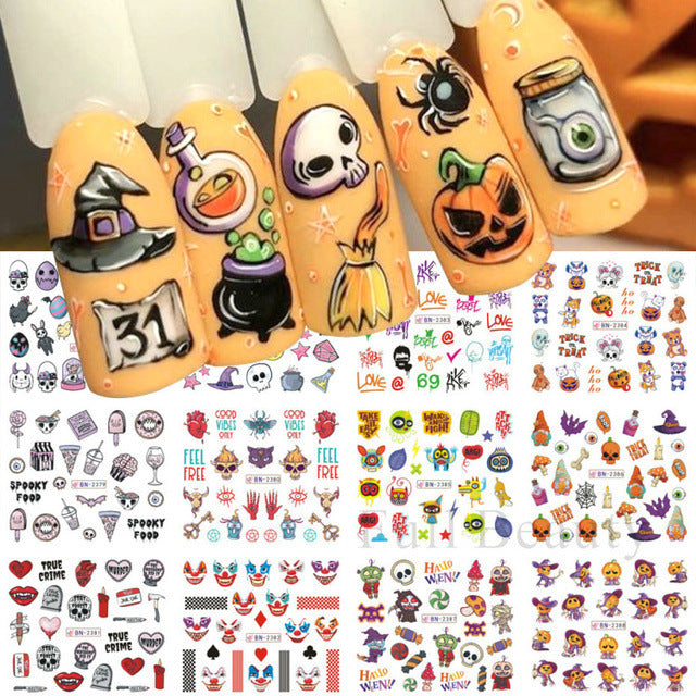 Halloween Skull Nail Stickers Funny Skull Design