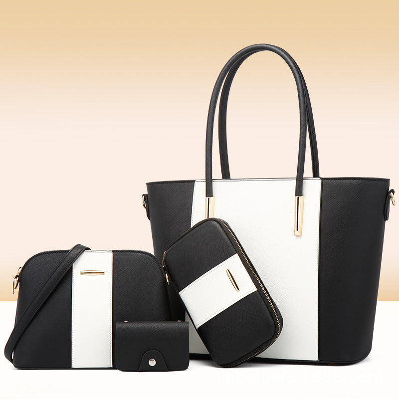 Ensemble de quatre sacs à main de grande capacité à coutures contrastées