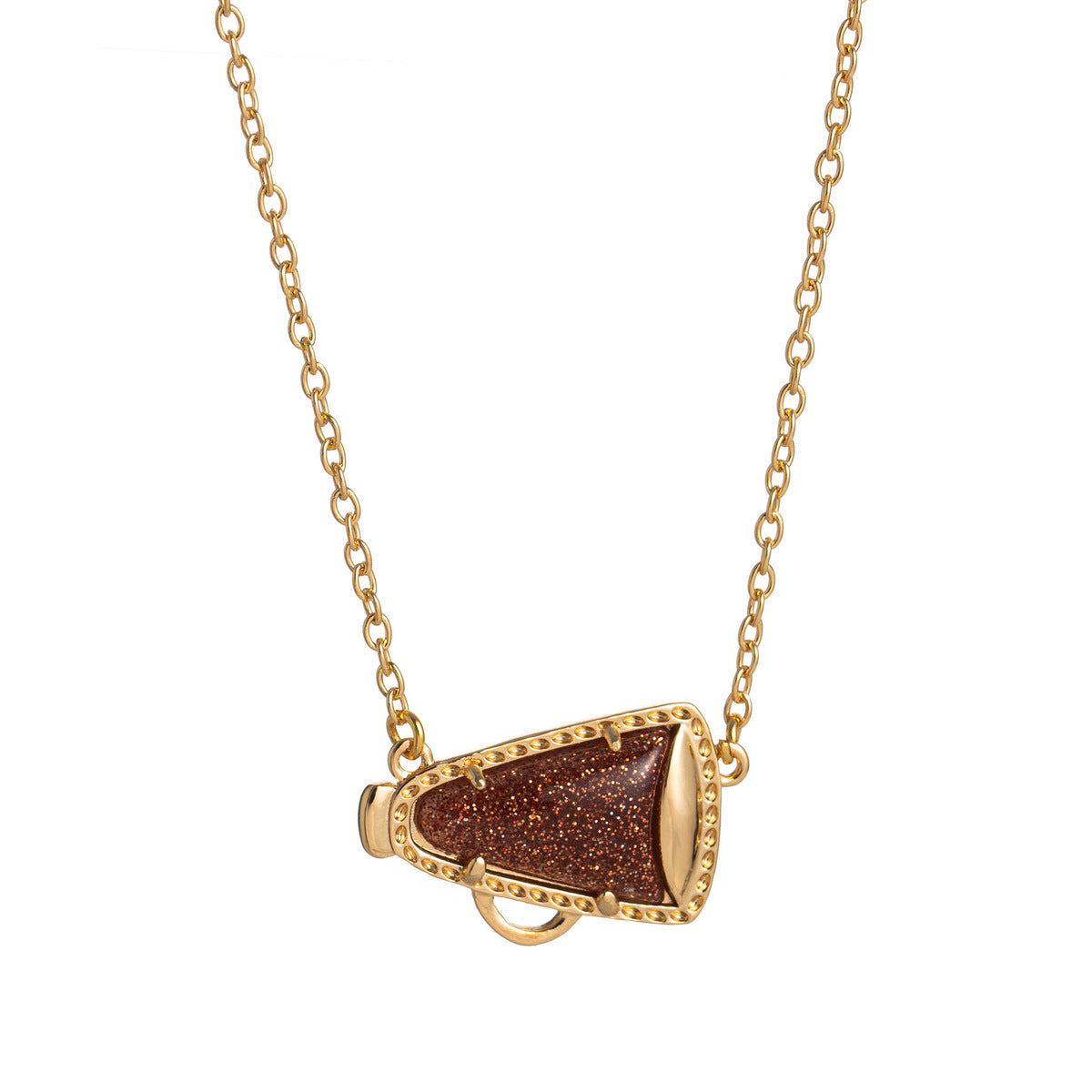 Collar sencillo de cuerno con gotero de aceite para mujer, con colgante geométrico de nácar.