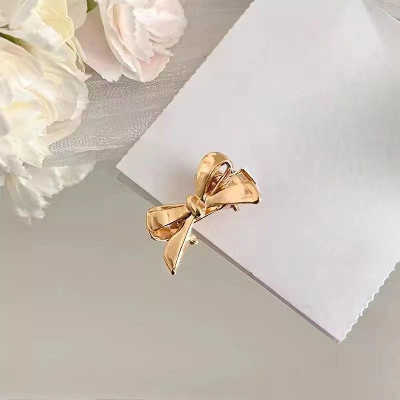 Women Fashion Imitation Alloy Silver Bowknot Hairpin