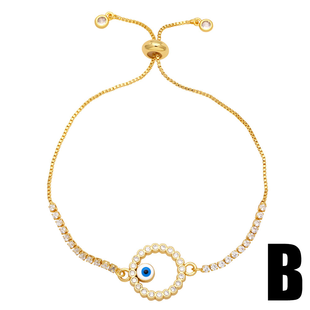 Pulsera geométrica de corazón, estrella y ojo de diablo para mujer
