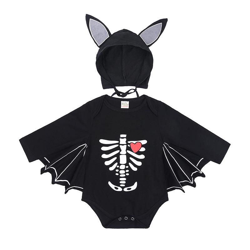 Baby Halloween Long Sleeve Cotton Bodysuit with Pumpkin Design