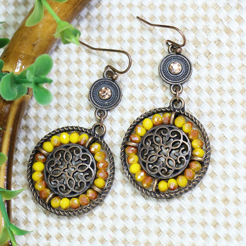 Boucles d'oreilles à pompons créatives de style ethnique bohème rétro