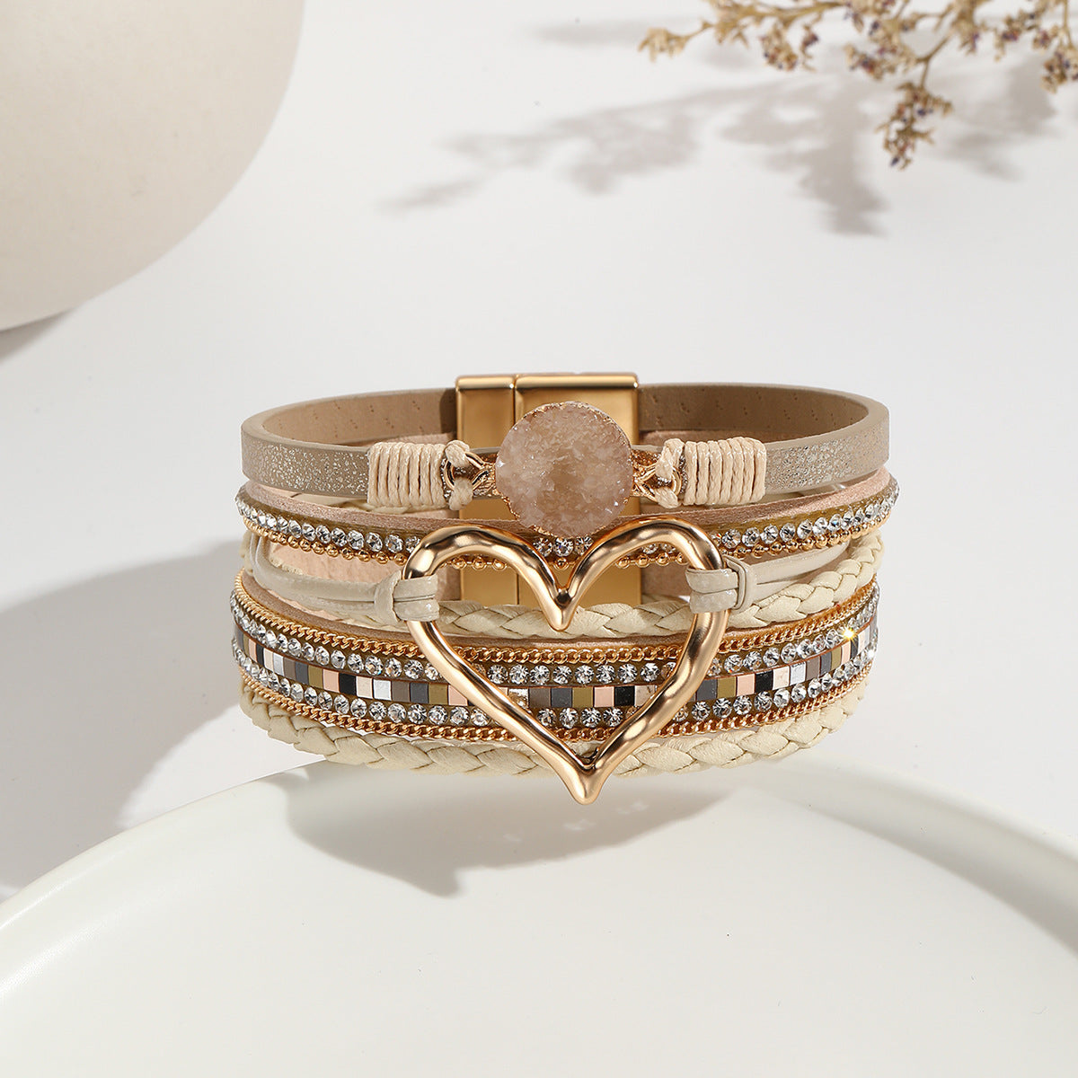 Bohemian Multi-Layer Heart-Shaped Wrap Bracelet