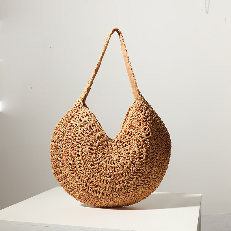 Sac de vacances en paille tissée de grande capacité de style bohème