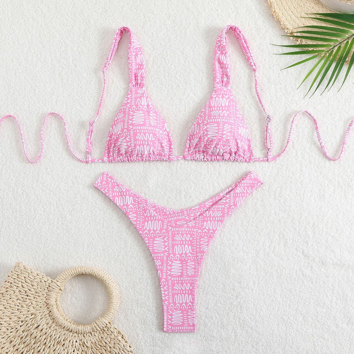 Maillot de bain bikini sexy à lacets et imprimé floral pour femme