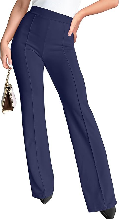 Women Casual Solid Color High Waist Wide Leg Pants