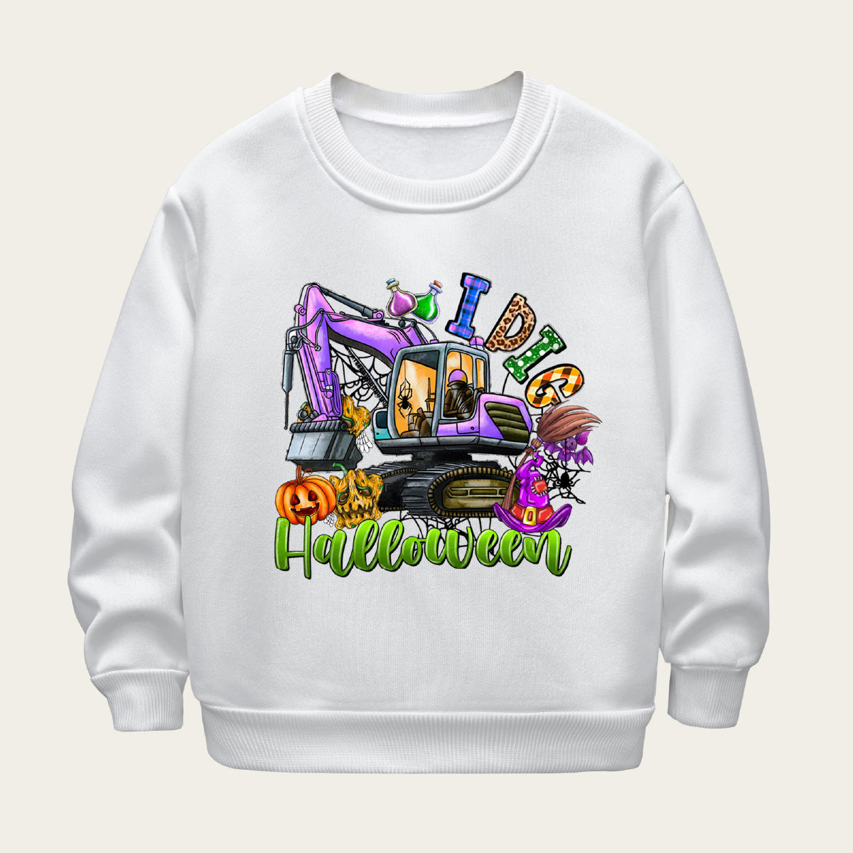 Kids Toddler Boys Girls Casual Halloween Print Fleece Sweatshirts