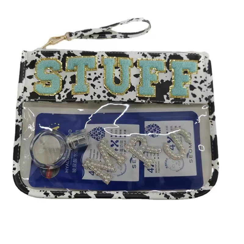 Trousse de maquillage portable tendance avec broderie serviette