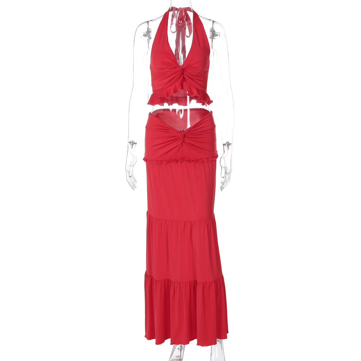 Ensemble haut court sexy à col licou et col en V pour femme