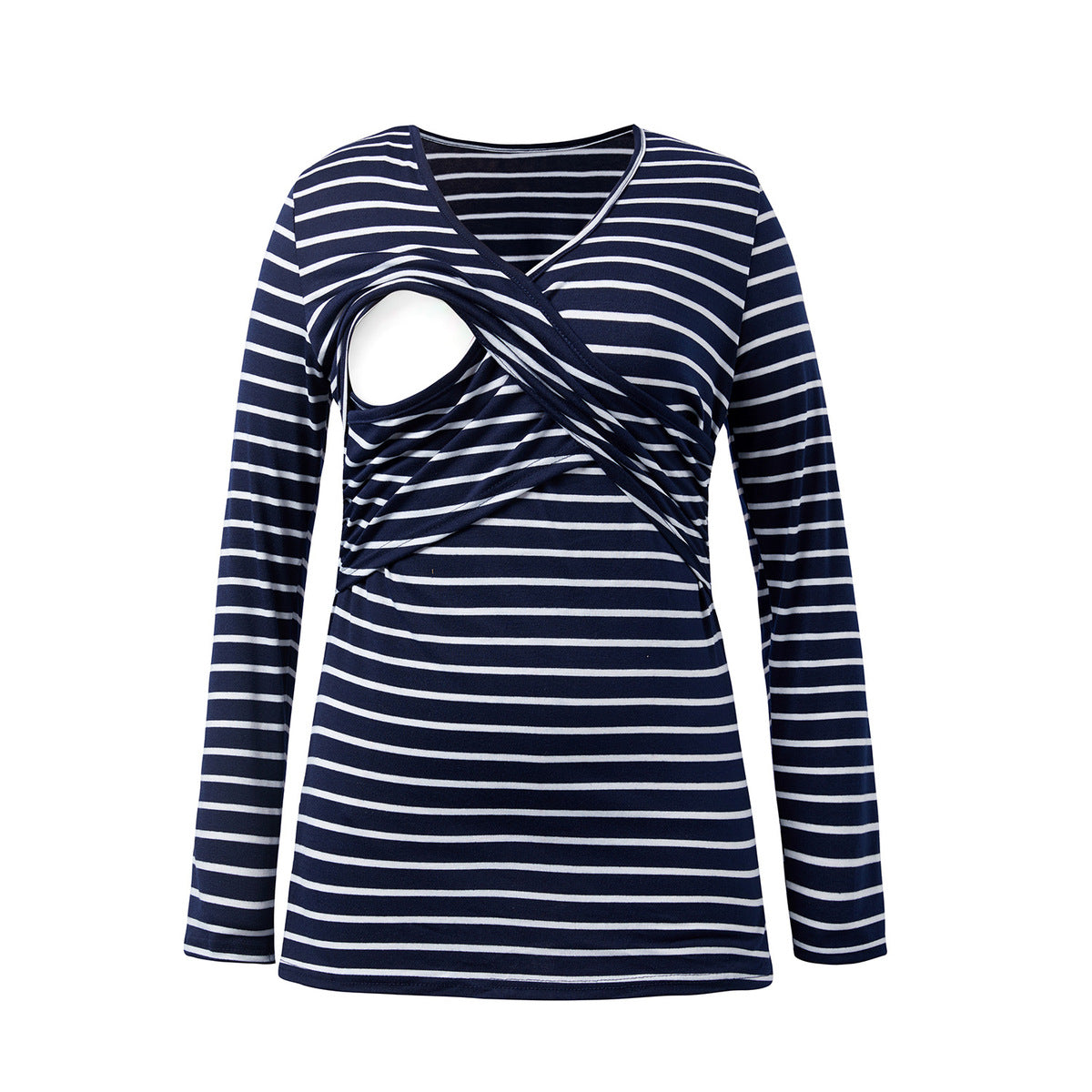 T-shirt décontracté à rayures et col en V pour femme enceinte