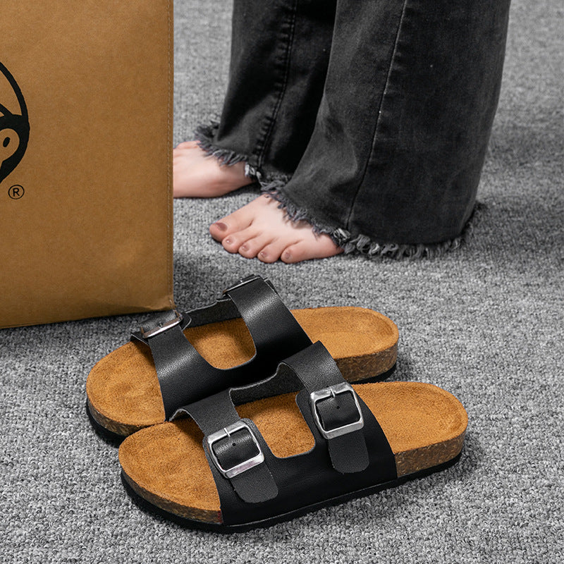 Chaussons plats décontractés en liège pour femmes, chaussures plates confortables à enfiler