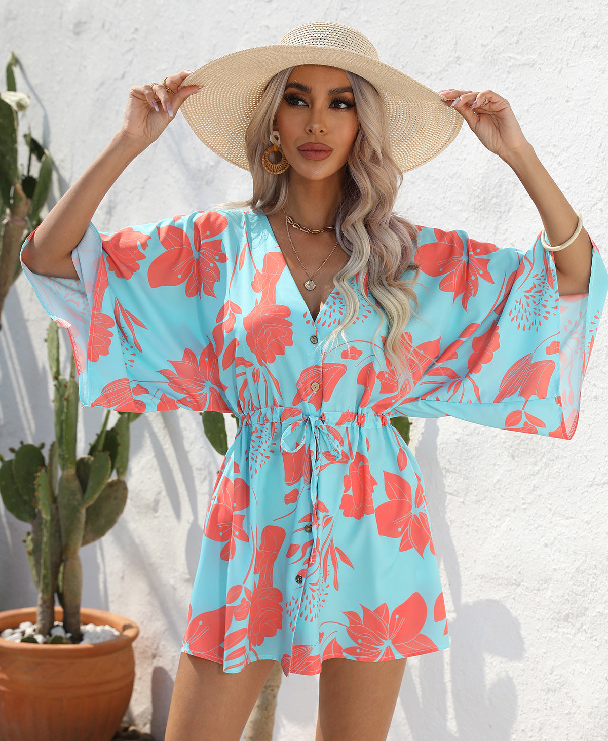Summer Vacation Women Casual Leaf Print Dress