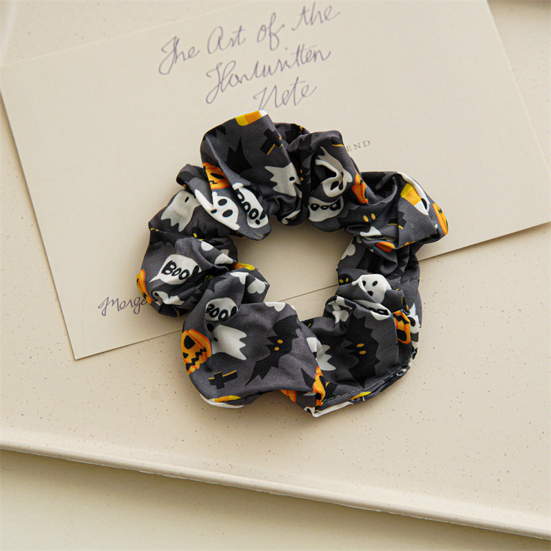 Anillo para el cabello de satén con diseño de calavera de Halloween en varios colores