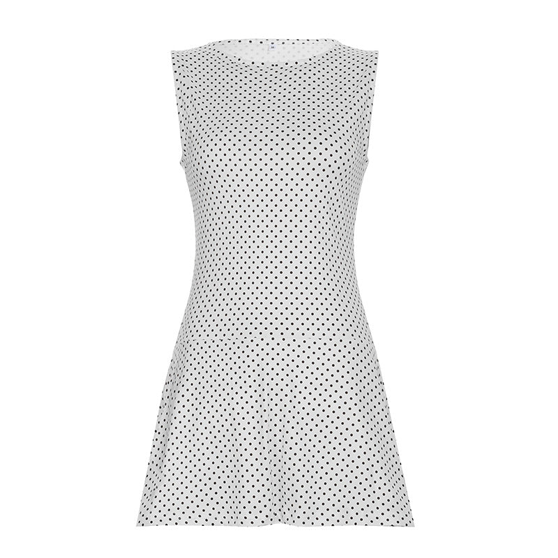 Women Fashion Sexy Dot Print Round Neck Dress