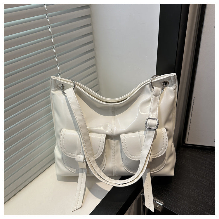 Bolso de hombro retro de gran capacidad de PU para mujer
