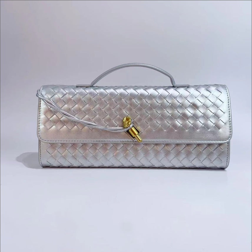 Bolso de mano tejido de color liso informal de moda para mujer