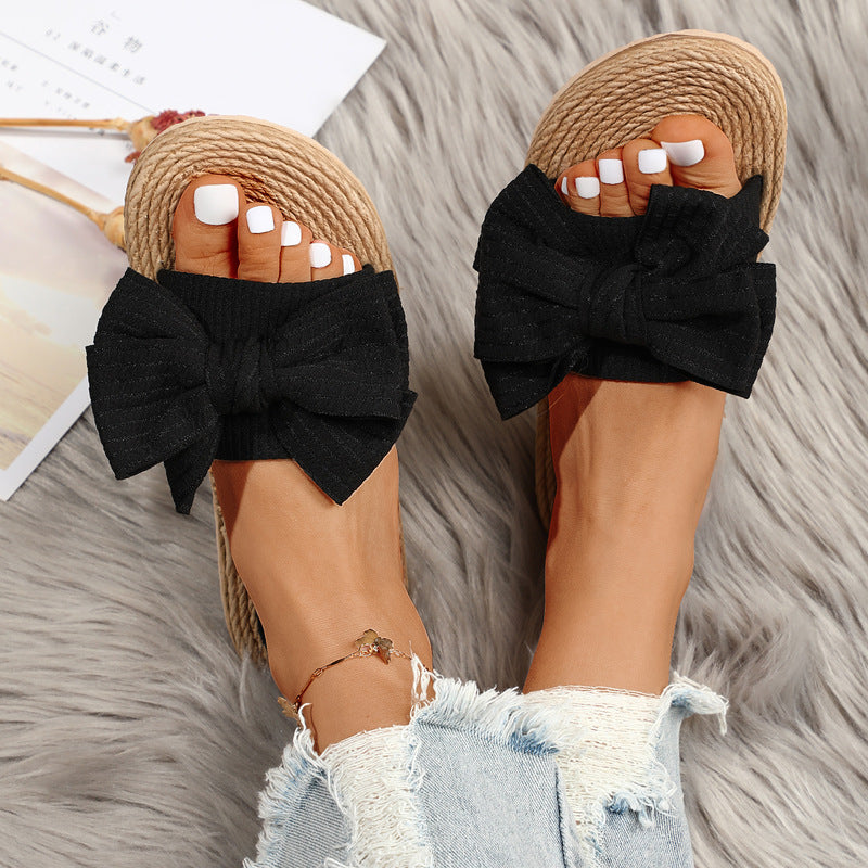 Pantuflas de verano informales, cómodas y ligeras con lazo