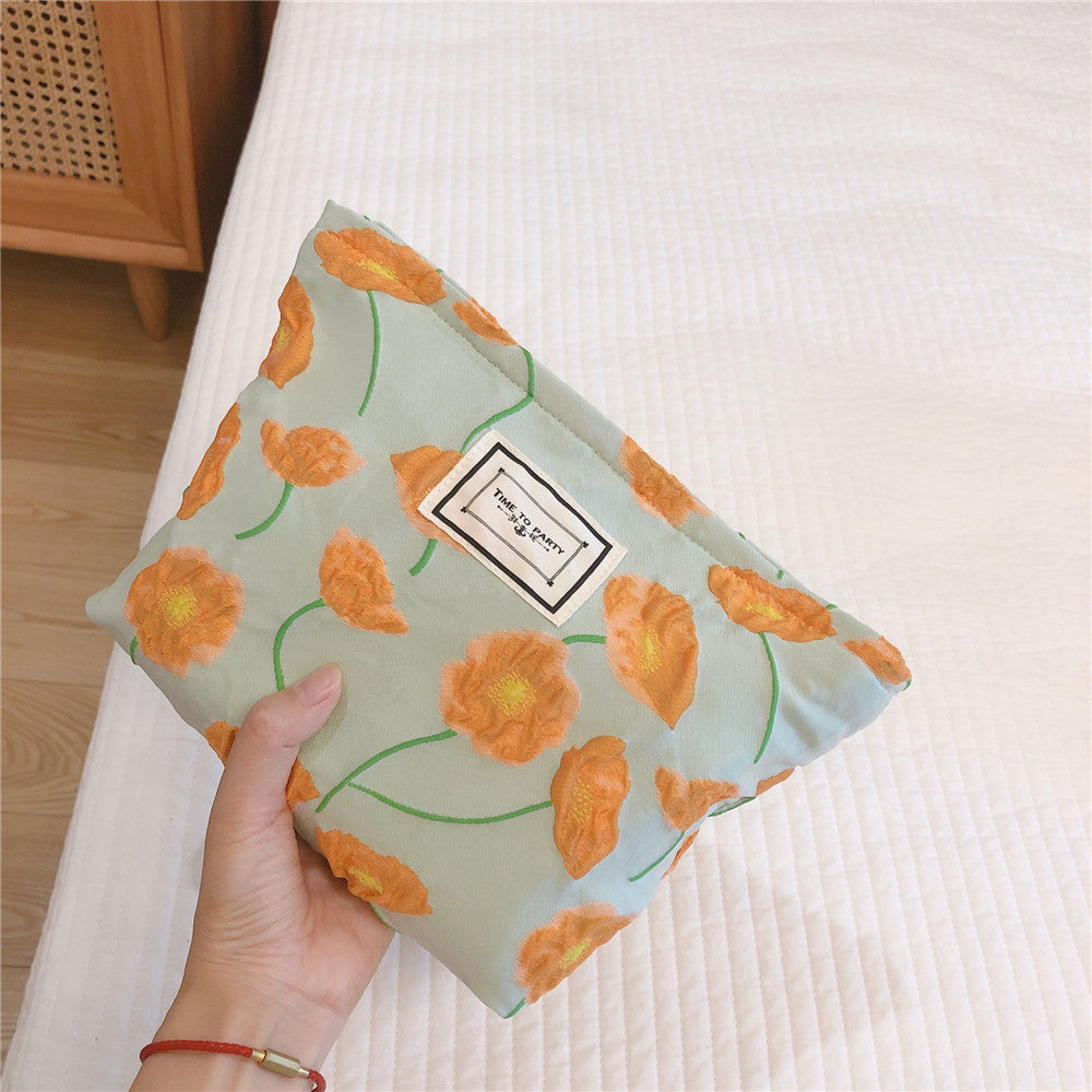 Fashion Flower Embossed Cosmetic Bag
