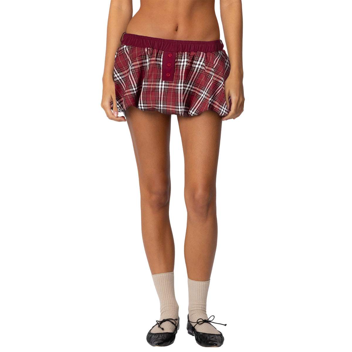 Women Fashion Sexy Plaid Buckle Skirt - Short Street Style Fabric