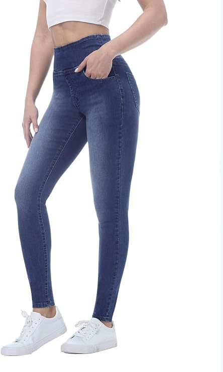 Jean moulant taille haute décontracté pour femme