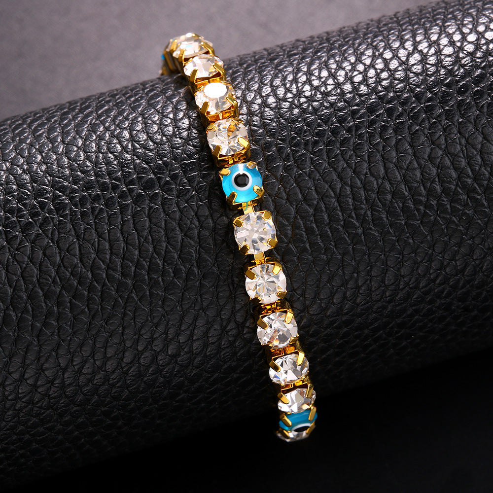 Pulsera Bohemia con Mal de Ojo y Diamantes de Imitación