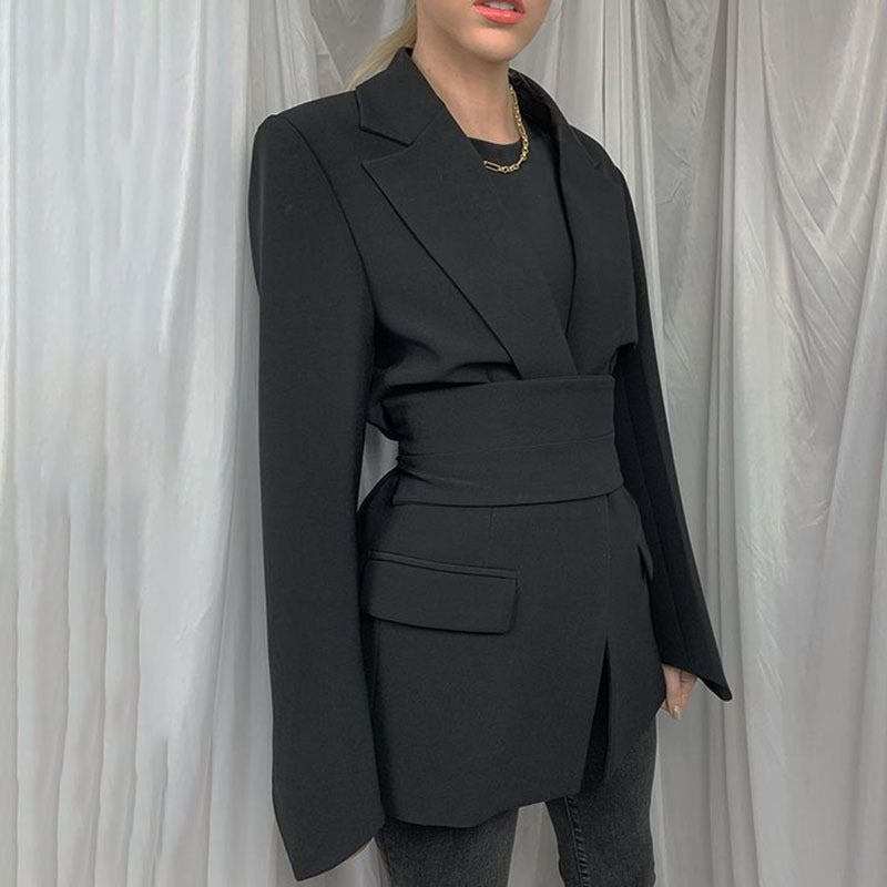 Women Casual Solid Color Polyester Lapel Blazer