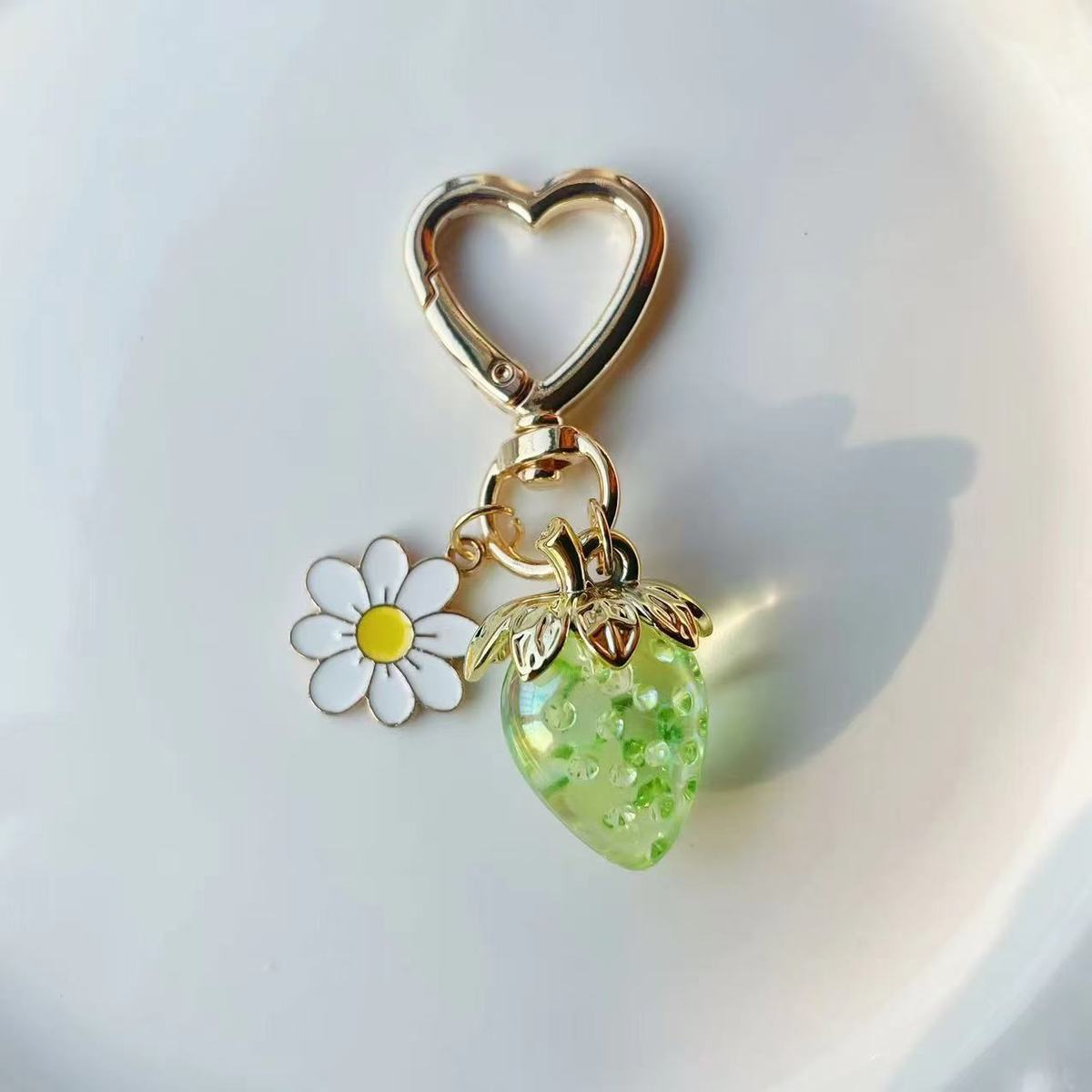 Cute Strawberry Heart-Shaped Key Chain Pendant