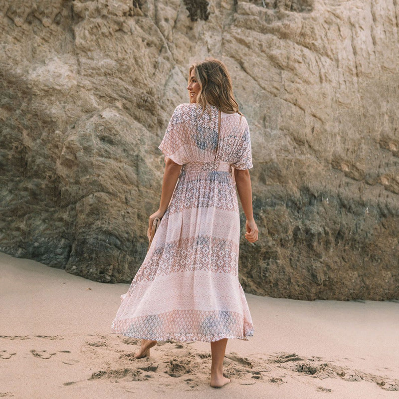 Fashion Women Vintage Boho Graphic Print Cover-Up