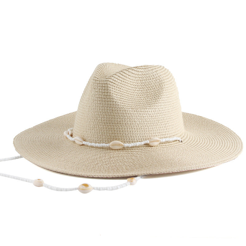 Chapeau de soleil en paille Panama à larges bords pour femme, idéal pour les vacances d'été