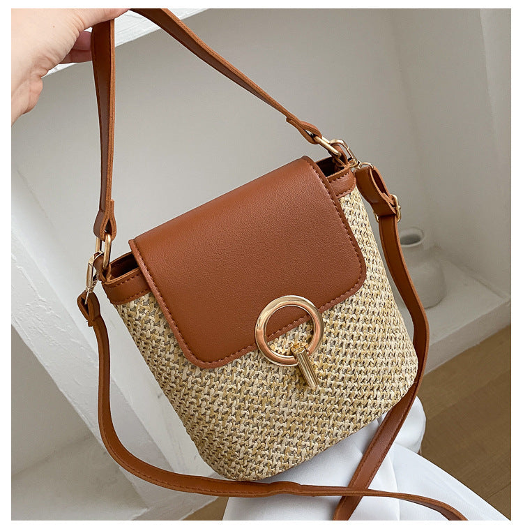 Bolso de hombro tejido informal bohemio
