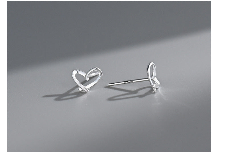 Pendientes de plata con forma de corazón calado para mujer, joyería elegante de plata