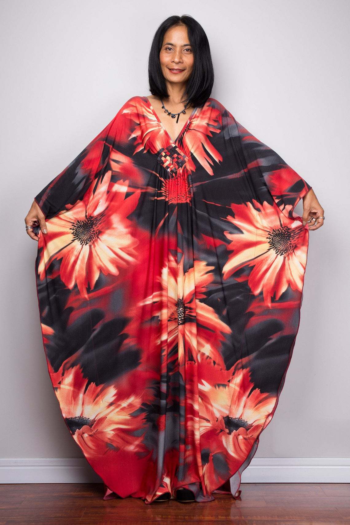 Robe de plage ample en polyester imprimé