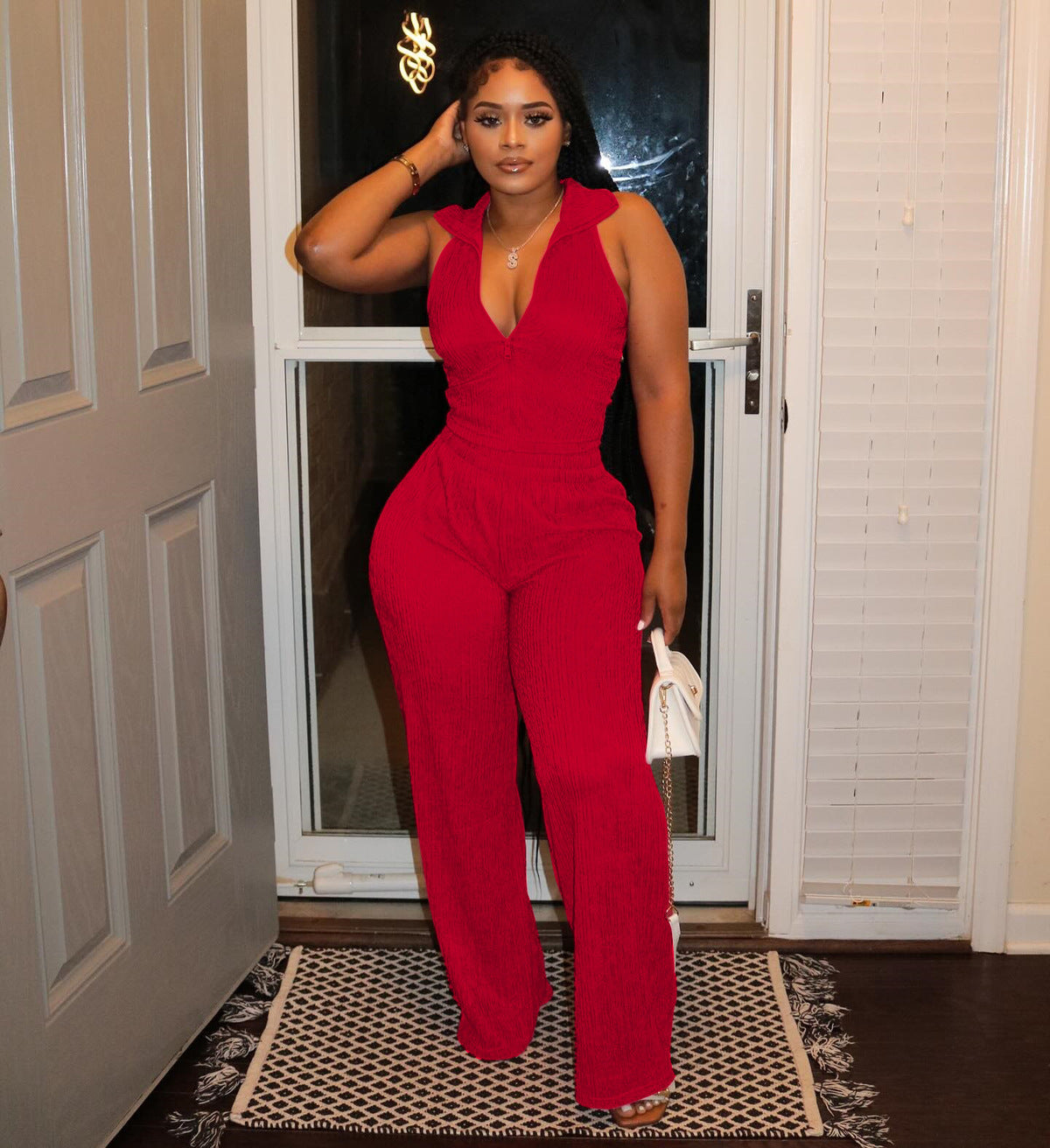 Women Fashion Casual Solid Color Sleeveless Top and Pants Set
