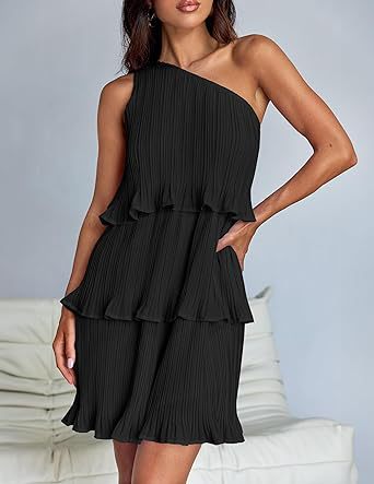 Women Fashion Sexy Solid Color Spliced Ruffled Dress