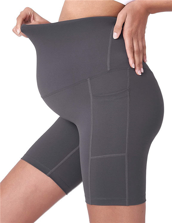 Short de yoga décontracté de couleur unie pour femmes enceintes